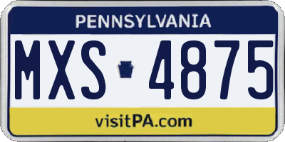 PA license plate MXS4875