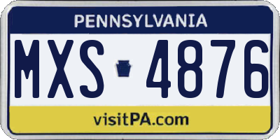 PA license plate MXS4876