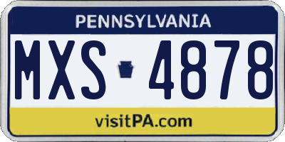 PA license plate MXS4878