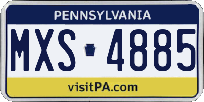 PA license plate MXS4885