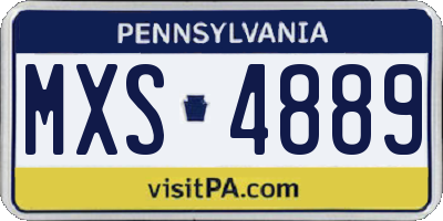 PA license plate MXS4889