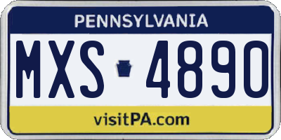 PA license plate MXS4890