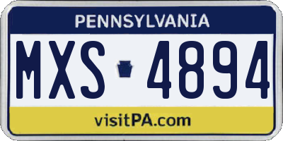 PA license plate MXS4894
