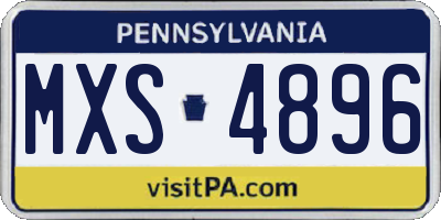 PA license plate MXS4896