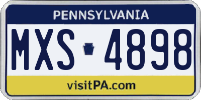 PA license plate MXS4898