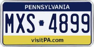 PA license plate MXS4899