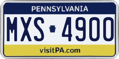 PA license plate MXS4900