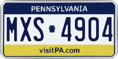 PA license plate MXS4904