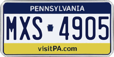 PA license plate MXS4905