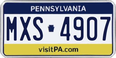 PA license plate MXS4907