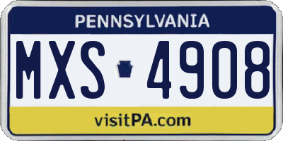 PA license plate MXS4908