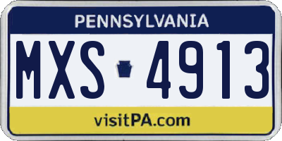 PA license plate MXS4913