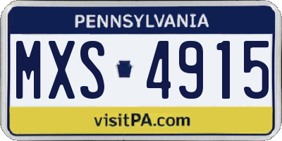 PA license plate MXS4915