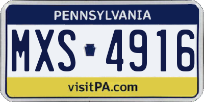 PA license plate MXS4916