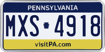 PA license plate MXS4918