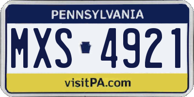 PA license plate MXS4921