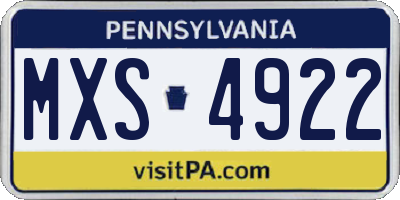 PA license plate MXS4922