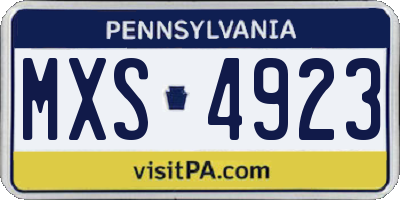 PA license plate MXS4923