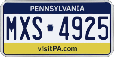 PA license plate MXS4925