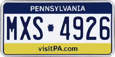PA license plate MXS4926
