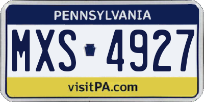 PA license plate MXS4927