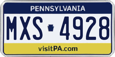 PA license plate MXS4928