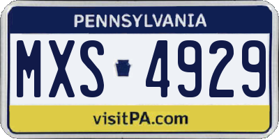 PA license plate MXS4929