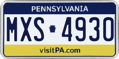 PA license plate MXS4930