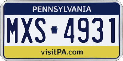 PA license plate MXS4931