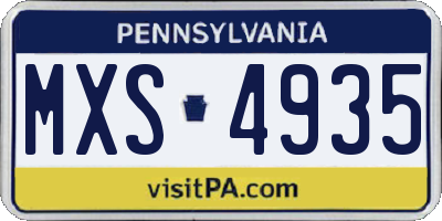 PA license plate MXS4935