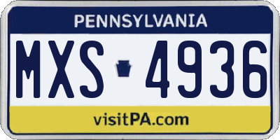 PA license plate MXS4936