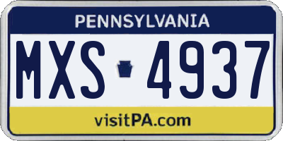 PA license plate MXS4937