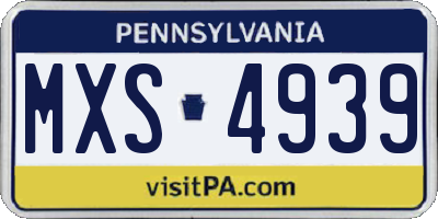 PA license plate MXS4939
