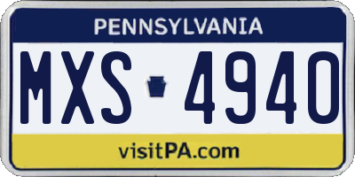 PA license plate MXS4940