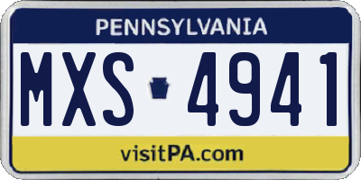 PA license plate MXS4941