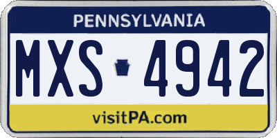PA license plate MXS4942