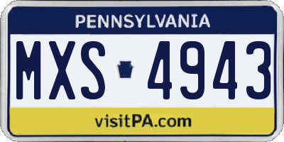 PA license plate MXS4943