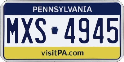 PA license plate MXS4945