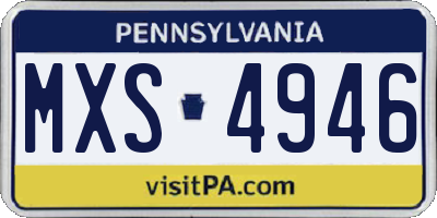 PA license plate MXS4946