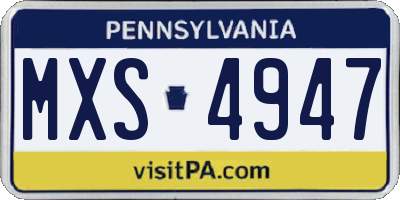PA license plate MXS4947