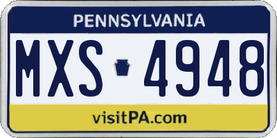 PA license plate MXS4948