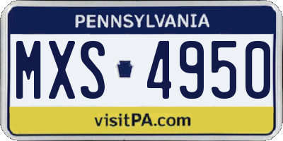 PA license plate MXS4950
