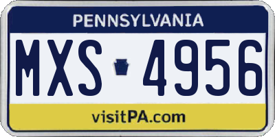 PA license plate MXS4956