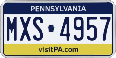 PA license plate MXS4957