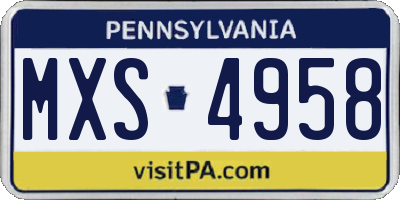 PA license plate MXS4958