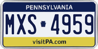 PA license plate MXS4959