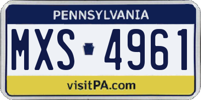 PA license plate MXS4961