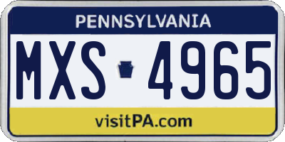 PA license plate MXS4965