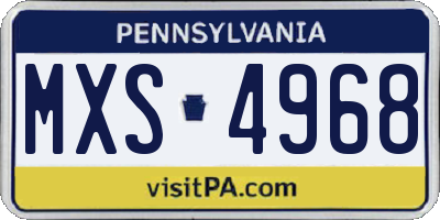 PA license plate MXS4968