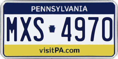 PA license plate MXS4970